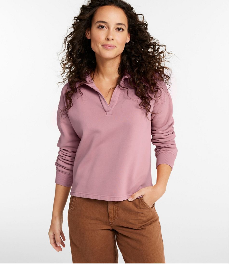 Women's Sunwashed Sweats, Splitneck Polo L.L.Bean Premium