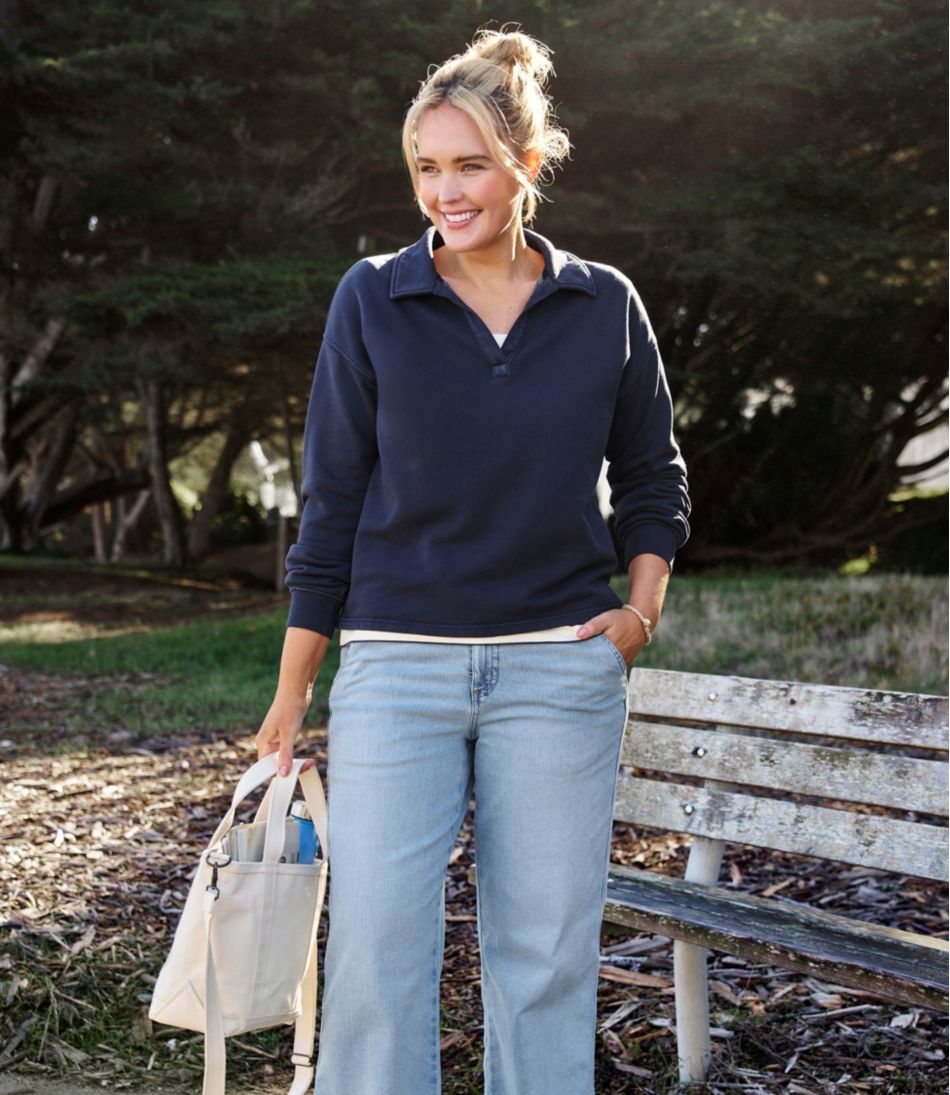 Women's Sunwashed Sweats, Splitneck Polo L.L.Bean Premium