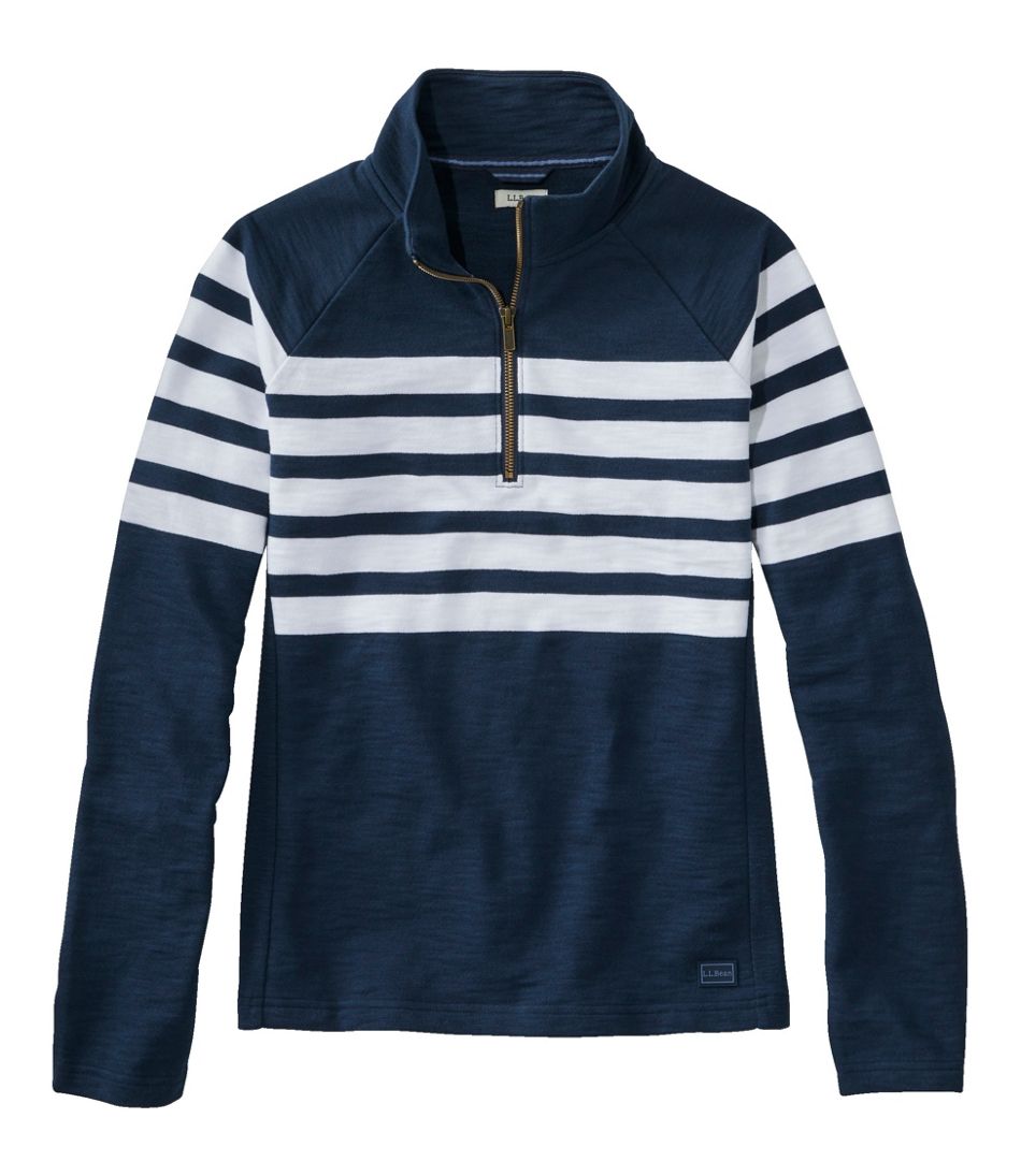 Women's Peaks Island Quarter-Zip Pullover, Stripe L.L.Bean Trending