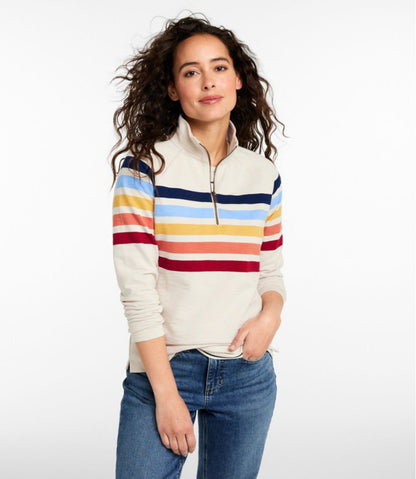 Women's Peaks Island Quarter-Zip Pullover, Stripe L.L.Bean Trending