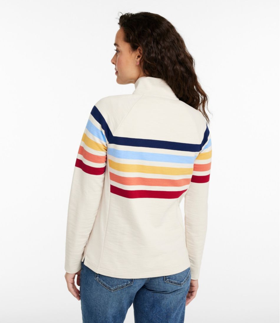 Women's Peaks Island Quarter-Zip Pullover, Stripe L.L.Bean Trending