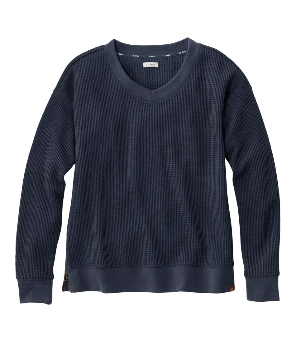 Women's Birchwood Brushed Waffle Top, V-Neck L.L.Bean Classic