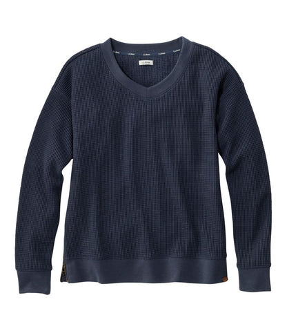 Women's Birchwood Brushed Waffle Top, V-Neck L.L.Bean Classic