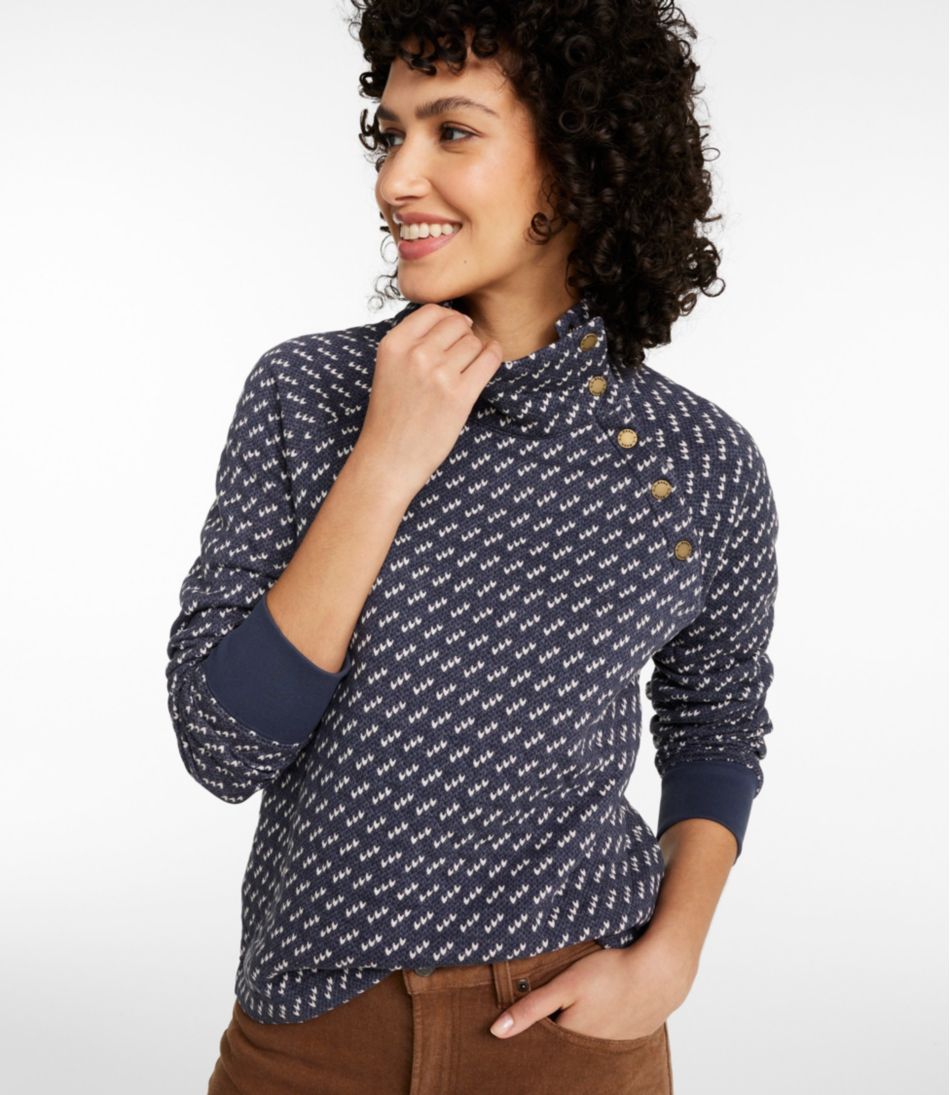 Women's Quilted Sweatshirt, Snapneck Pullover Print L.L.Bean Trending
