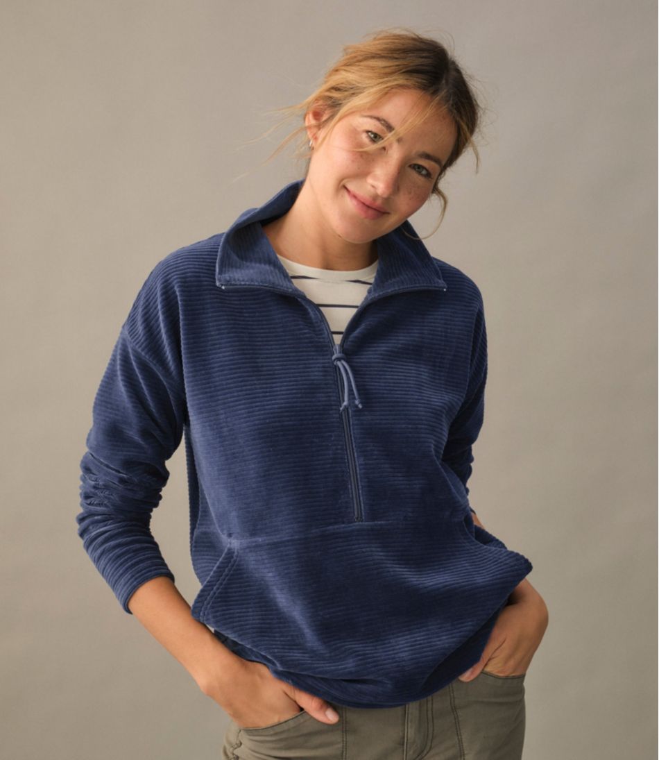 Women's Soft Stretch Corduroy Pullover, Half-Zip L.L.Bean Value