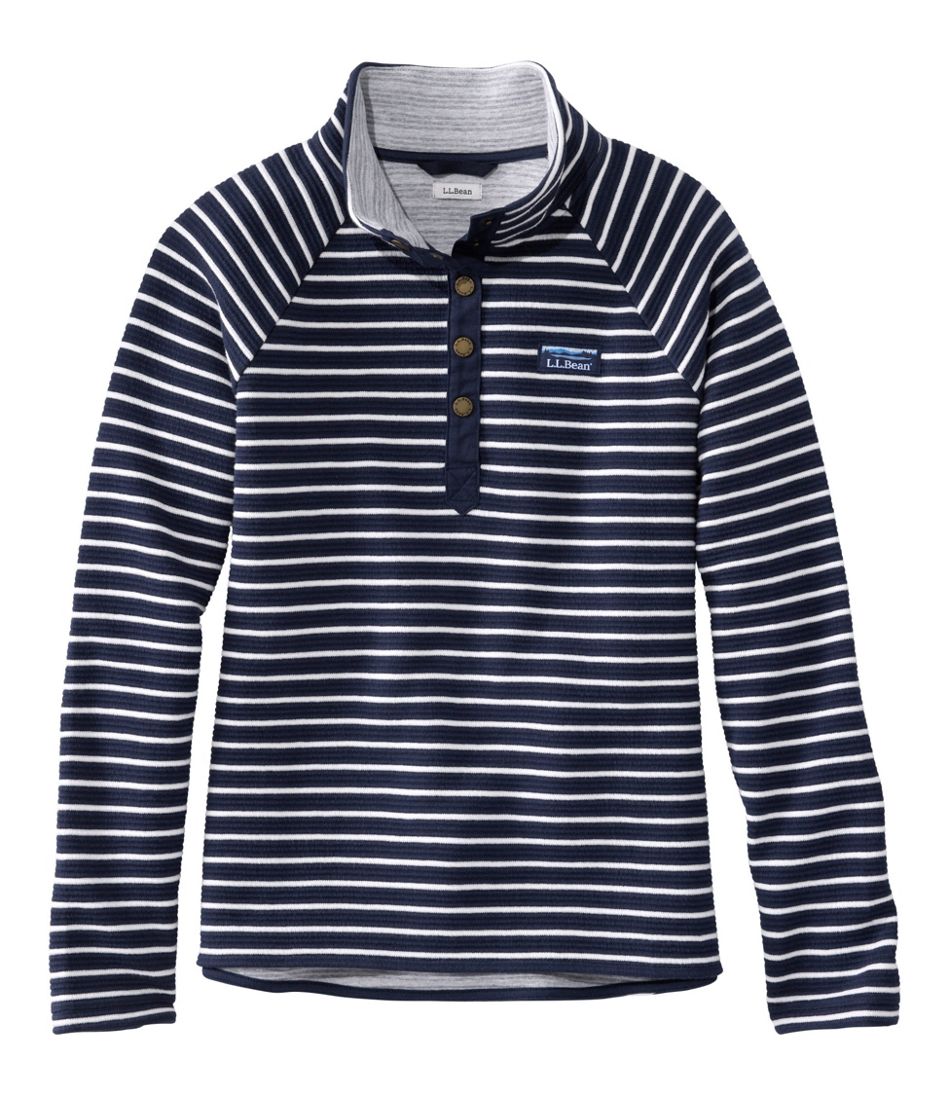 Women's Lakewashed Double-Knit Quarter-Snap, Stripe L.L.Bean Essential