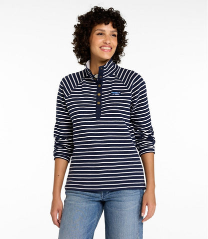 Women's Lakewashed Double-Knit Quarter-Snap, Stripe L.L.Bean Essential