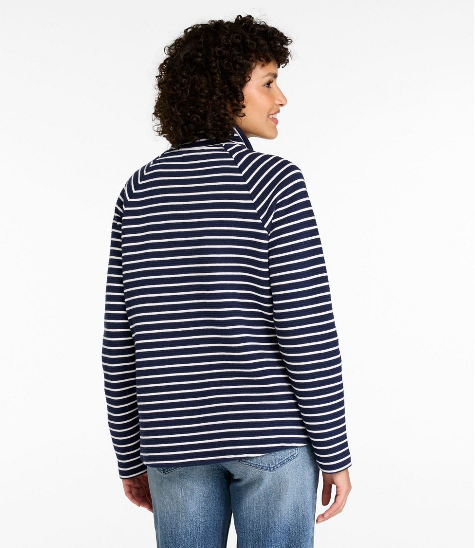 Women's Lakewashed Double-Knit Quarter-Snap, Stripe L.L.Bean Essential