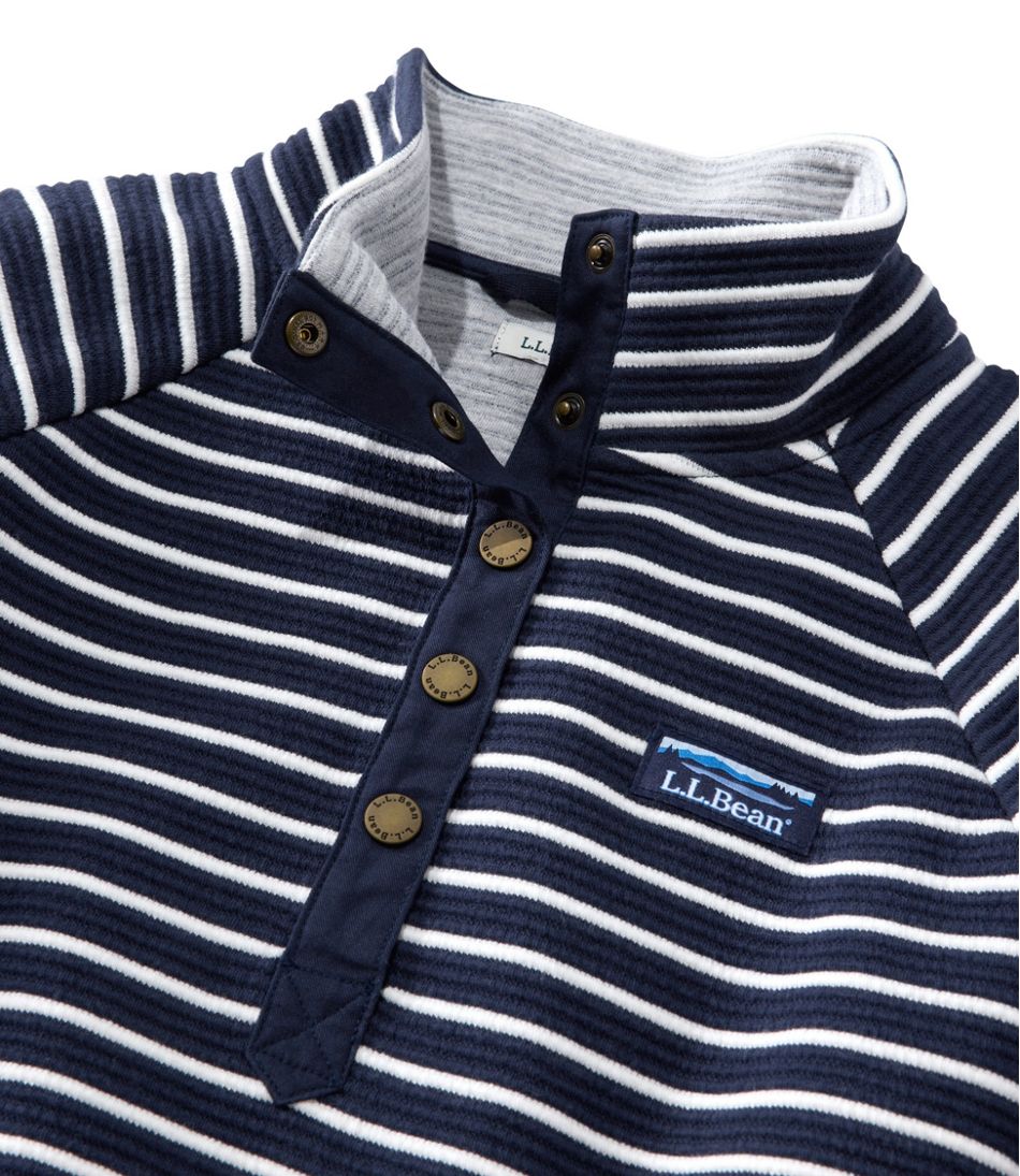 Women's Lakewashed Double-Knit Quarter-Snap, Stripe L.L.Bean Essential