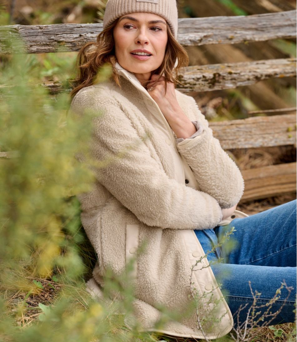 Women's Bean's Sherpa Fleece Coat L.L.Bean Featured