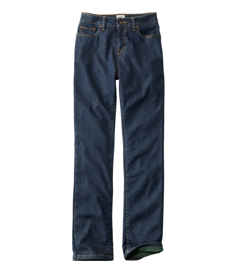 Women's True Shape Jeans, High-Rise Straight-Leg Fleece-Lined L.L.Bean Trending