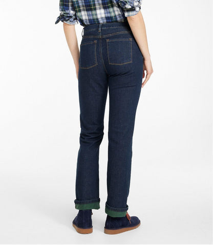 Women's True Shape Jeans, High-Rise Straight-Leg Fleece-Lined L.L.Bean Trending