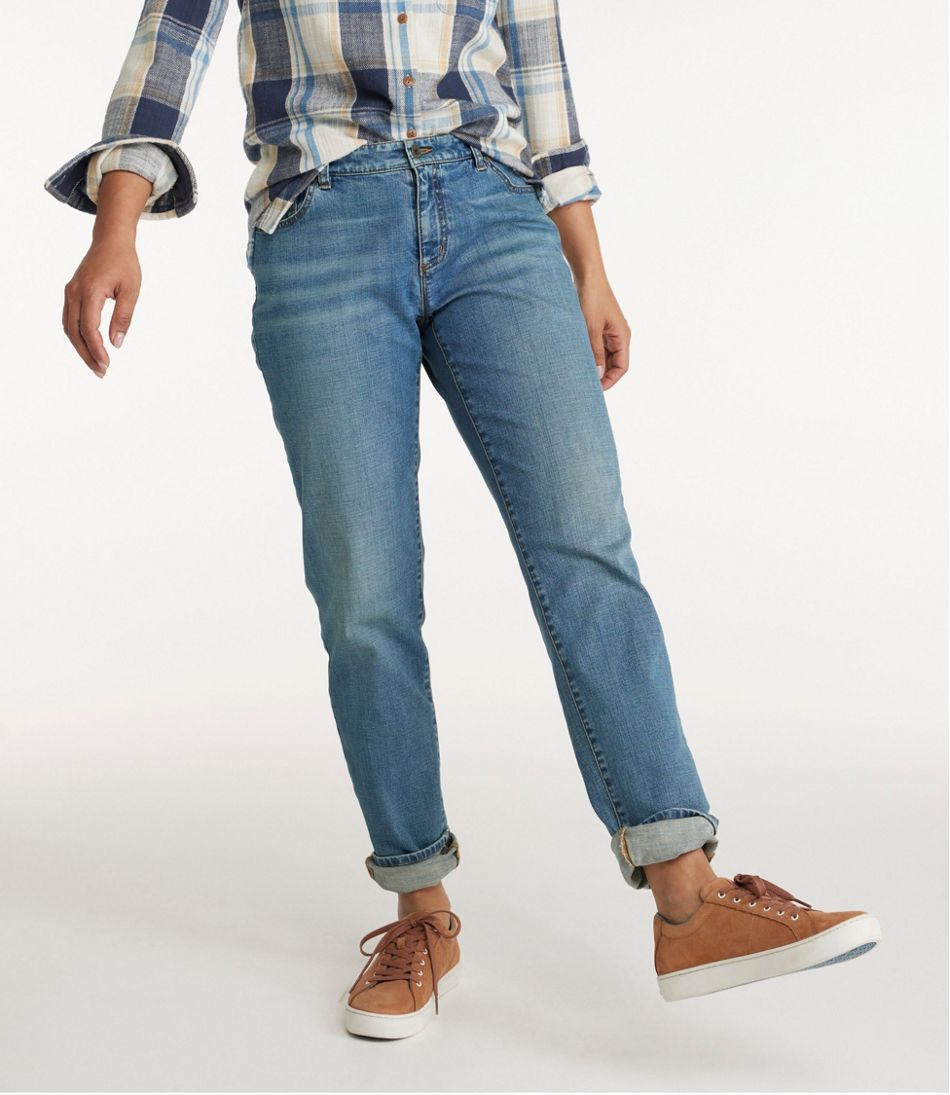 Women's Signature Organic Denim Boyfriend Jeans, Low-Rise Straight-Leg L.L.Bean Best Seller