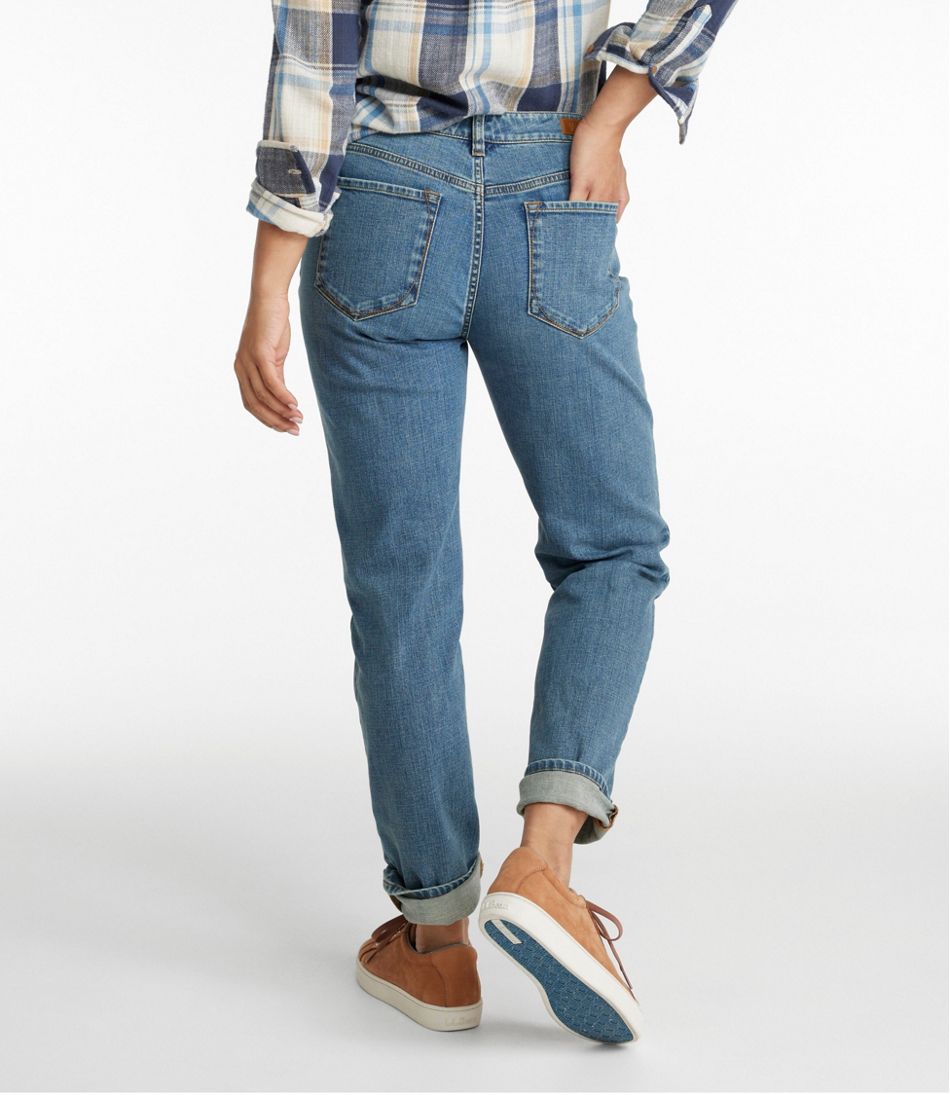 Women's Signature Organic Denim Boyfriend Jeans, Low-Rise Straight-Leg L.L.Bean Best Seller