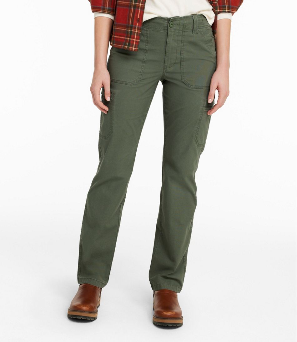 Women's 207 Vintage Cotton Canvas Pants, Mid-Rise Straight-Leg Cargo L.L.Bean Premium