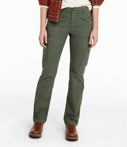 Women's 207 Vintage Cotton Canvas Pants, Mid-Rise Straight-Leg Cargo L.L.Bean Premium