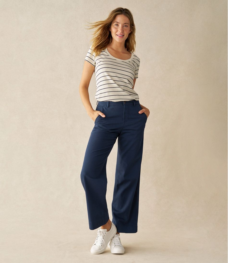 Women's Comfort Stretch Pants, Mid-Rise Wide-Leg Chino L.L.Bean Value