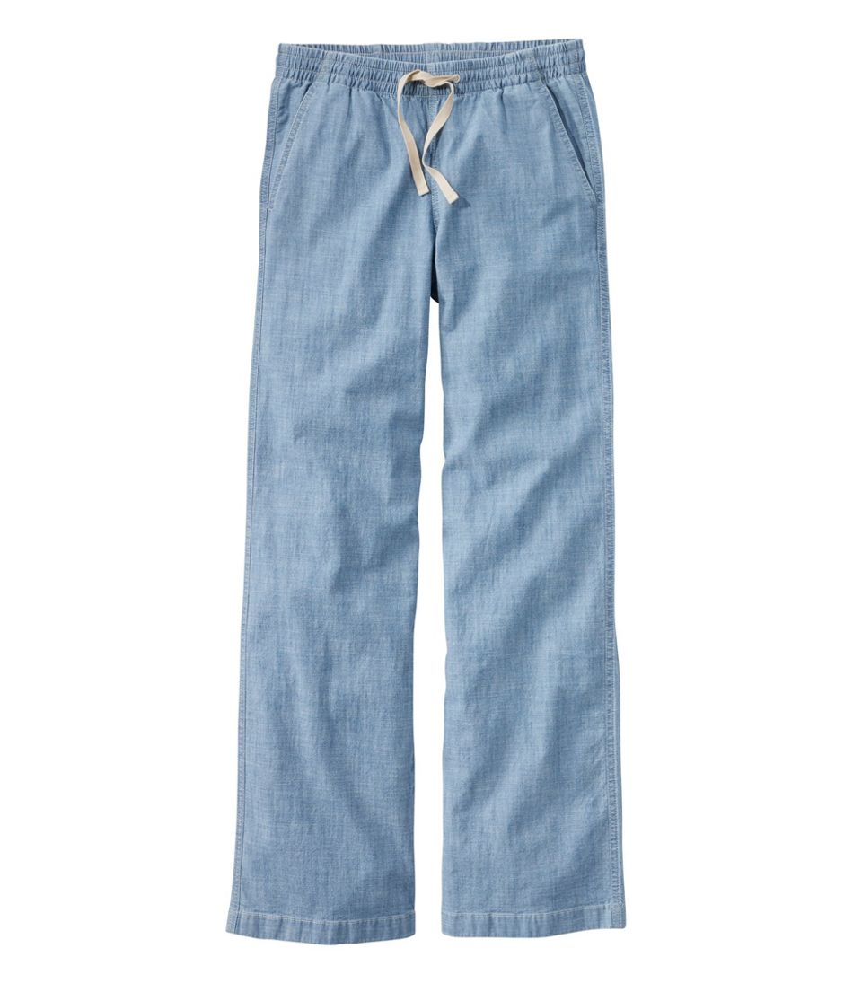 Women's Lakewashed Pull-On Chinos, Mid-Rise Wide-Leg Chambray L.L.Bean Classic