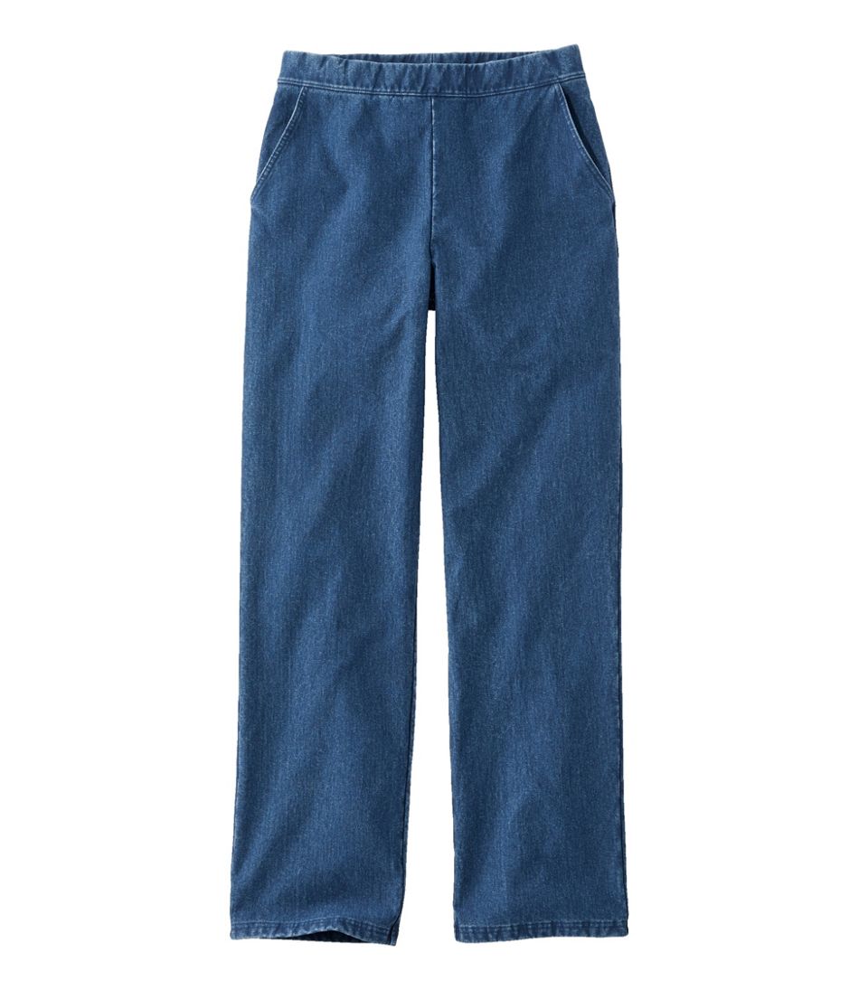 Women's Perfect Fit Pants, Denim Straight-Leg Fleece-Backed L.L.Bean Value
