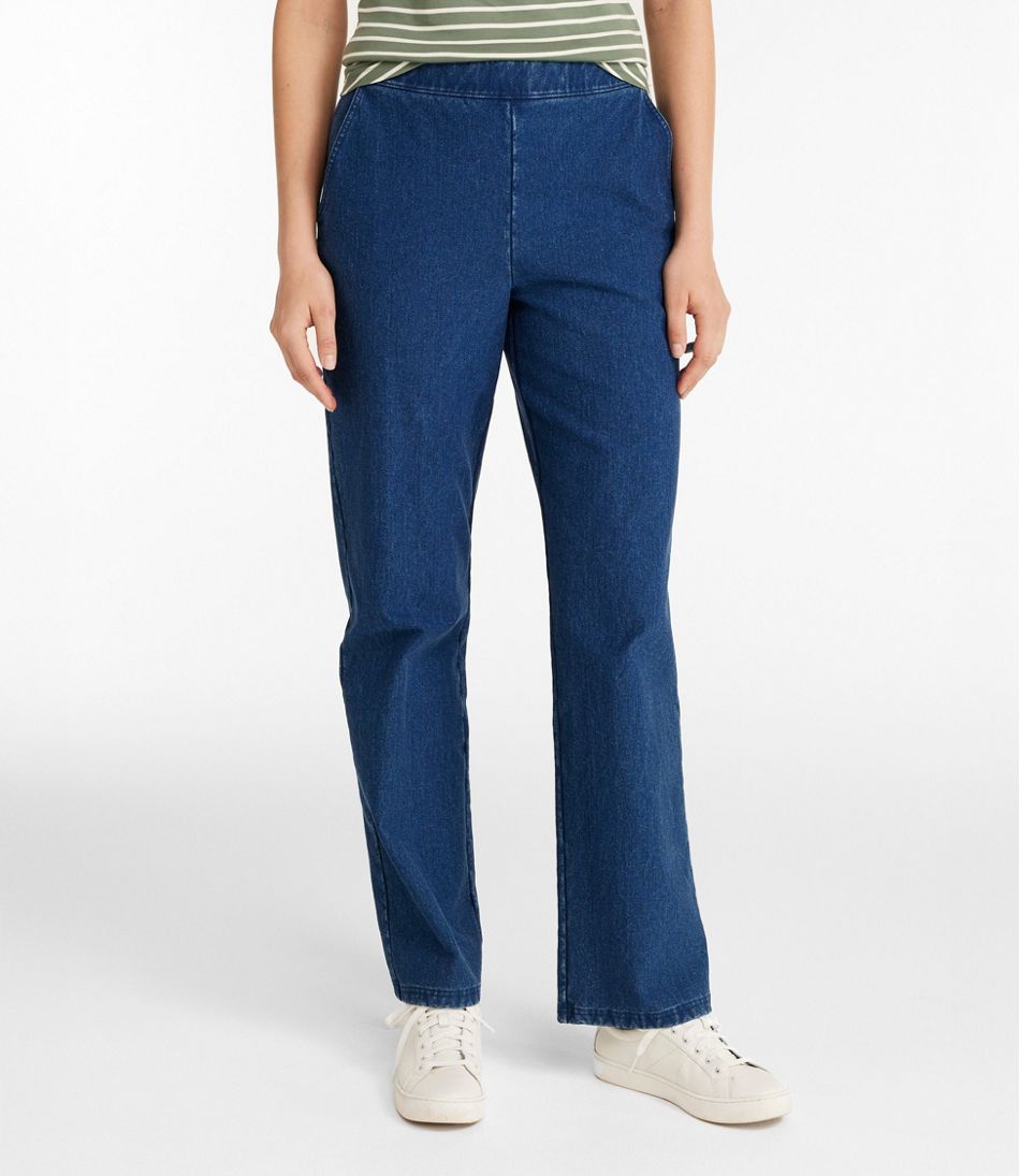 Women's Perfect Fit Pants, Denim Straight-Leg Fleece-Backed L.L.Bean Value