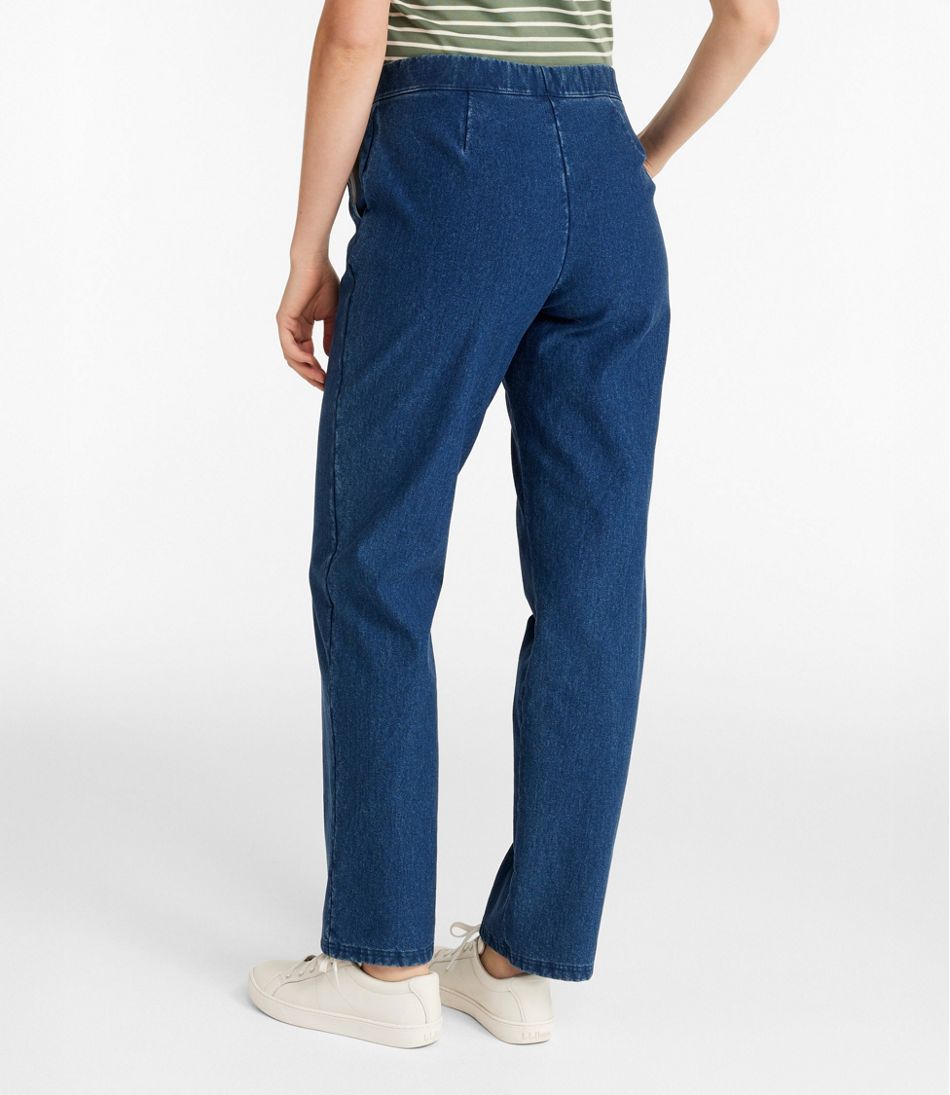 Women's Perfect Fit Pants, Denim Straight-Leg Fleece-Backed L.L.Bean Value