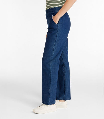 Women's Perfect Fit Pants, Denim Straight-Leg Fleece-Backed L.L.Bean Value