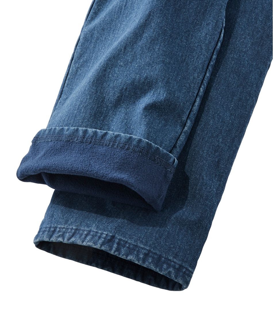 Women's Perfect Fit Pants, Denim Straight-Leg Fleece-Backed L.L.Bean Value