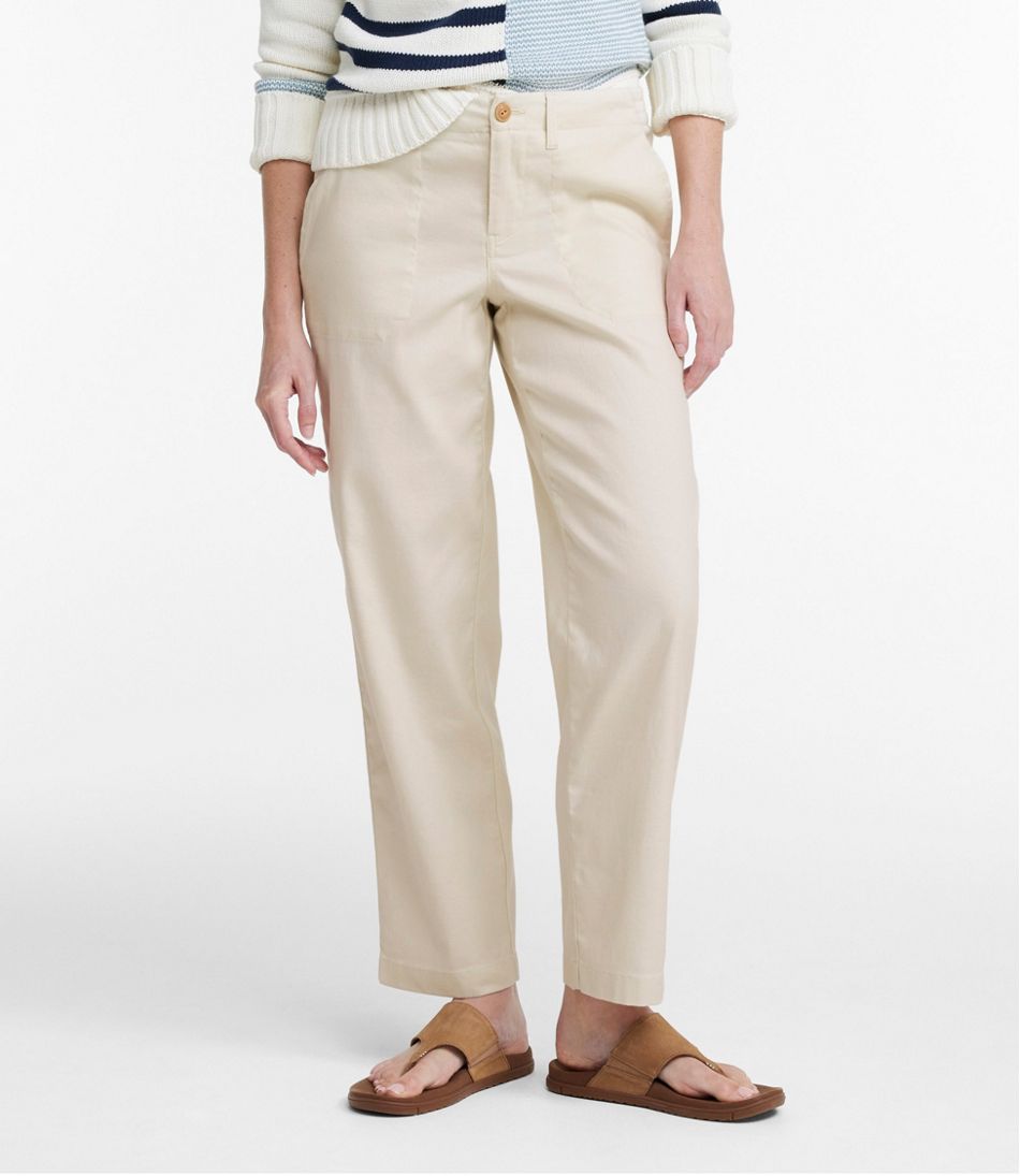 Women's Comfort Stretch Cotton/Linen Pants, High-Rise Ankle L.L.Bean Featured