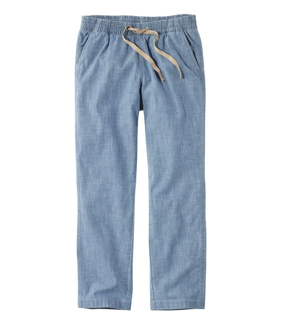 Women's Lakewashed Pull-On Chinos, Mid-Rise Chambray Ankle Pants L.L.Bean Top Pick