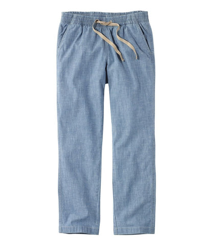 Women's Lakewashed Pull-On Chinos, Mid-Rise Chambray Ankle Pants L.L.Bean Top Pick