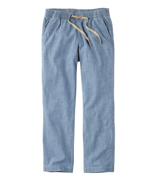 Women's Lakewashed Pull-On Chinos, Mid-Rise Chambray Ankle Pants L.L.Bean Top Pick