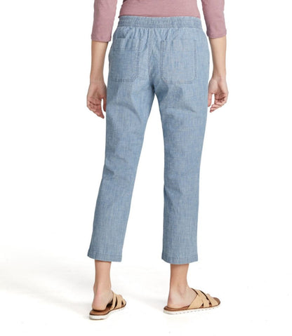 Women's Lakewashed Pull-On Chinos, Mid-Rise Chambray Ankle Pants L.L.Bean Top Pick