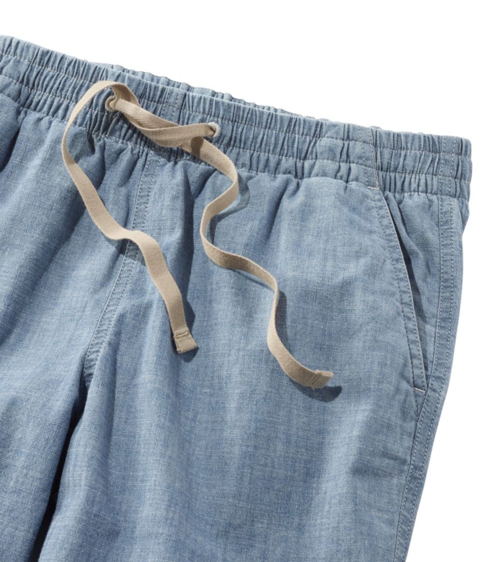 Women's Lakewashed Pull-On Chinos, Mid-Rise Chambray Ankle Pants L.L.Bean Top Pick