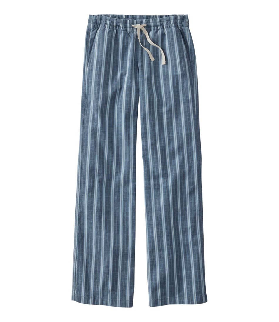 Women's Lakewashed Pull-On Chinos, Mid-Rise Wide-Leg Stripe Chambray L.L.Bean Recommended