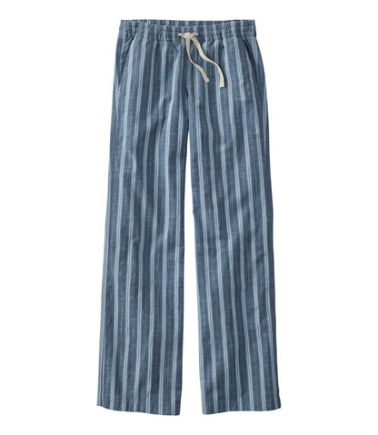 Women's Lakewashed Pull-On Chinos, Mid-Rise Wide-Leg Stripe Chambray L.L.Bean Recommended