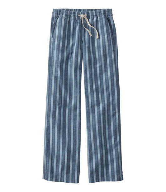 Women's Lakewashed Pull-On Chinos, Mid-Rise Wide-Leg Stripe Chambray L.L.Bean Recommended