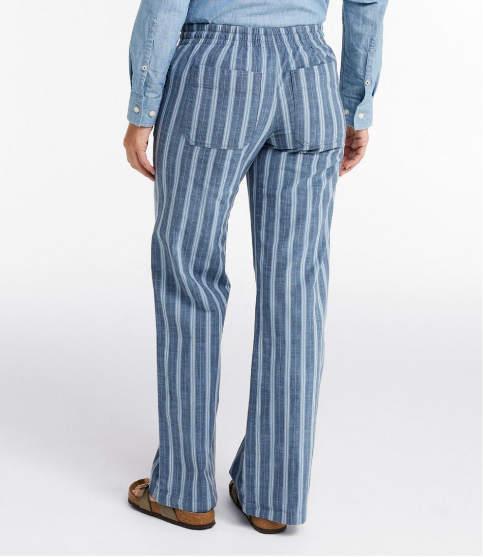 Women's Lakewashed Pull-On Chinos, Mid-Rise Wide-Leg Stripe Chambray L.L.Bean Recommended