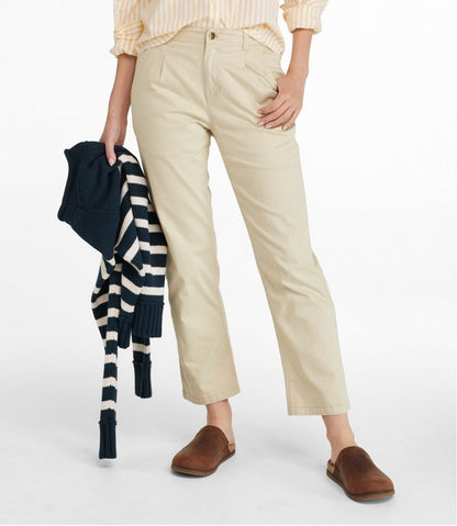 Women's Signature Easy-Cotton Pleated Chinos, Ankle L.L.Bean Essential