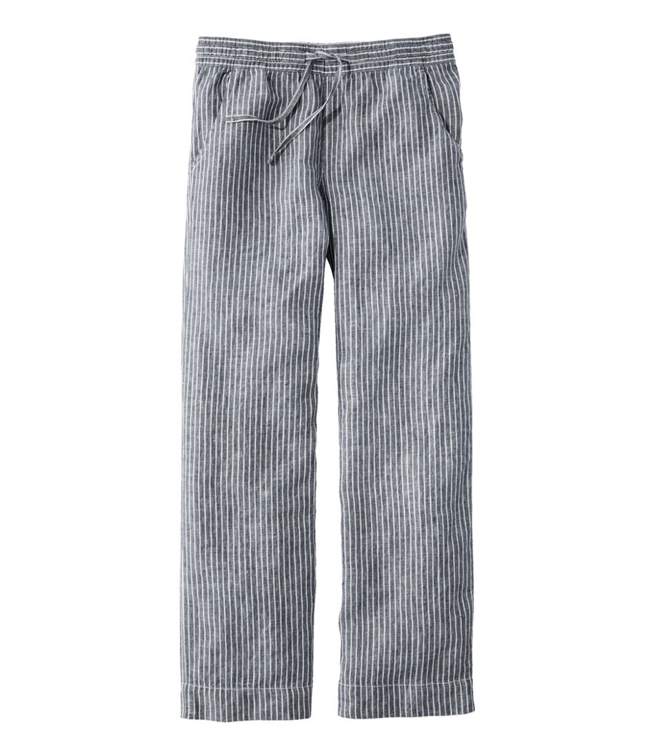 Women's Premium Washable Linen Pull-On Pants, Stripe L.L.Bean New