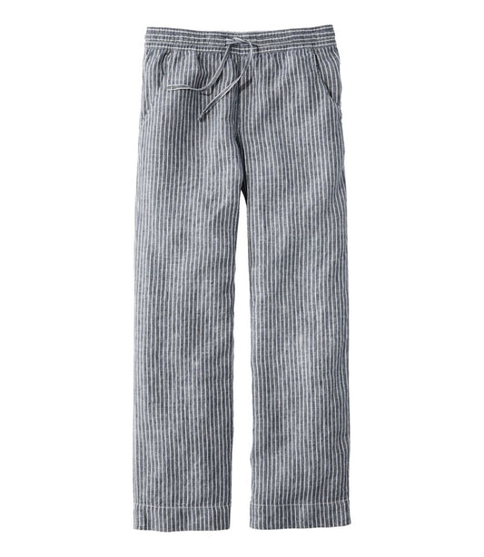 Women's Premium Washable Linen Pull-On Pants, Stripe L.L.Bean New