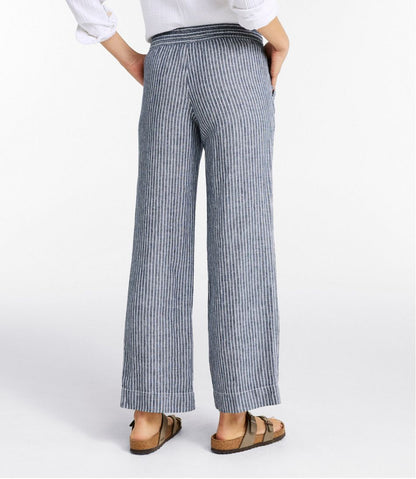 Women's Premium Washable Linen Pull-On Pants, Stripe L.L.Bean New