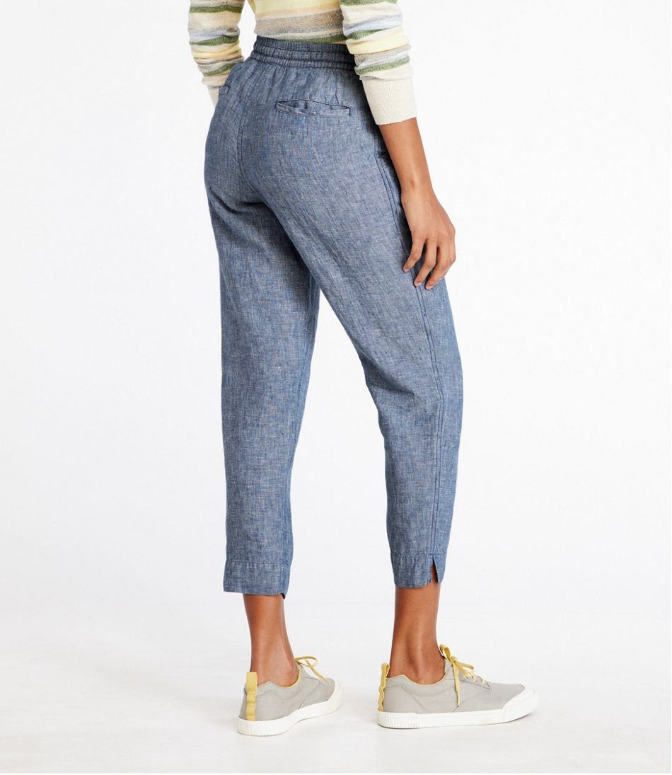 Women's Premium Linen Pull-On Ankle Pants, Mid-Rise Tapered-Leg L.L.Bean Recommended