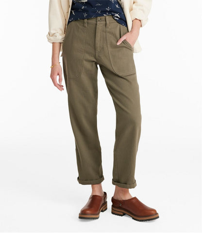 Women's Signature Washed Cotton Barrel Pants, High-Rise Tapered Leg L.L.Bean Everyday