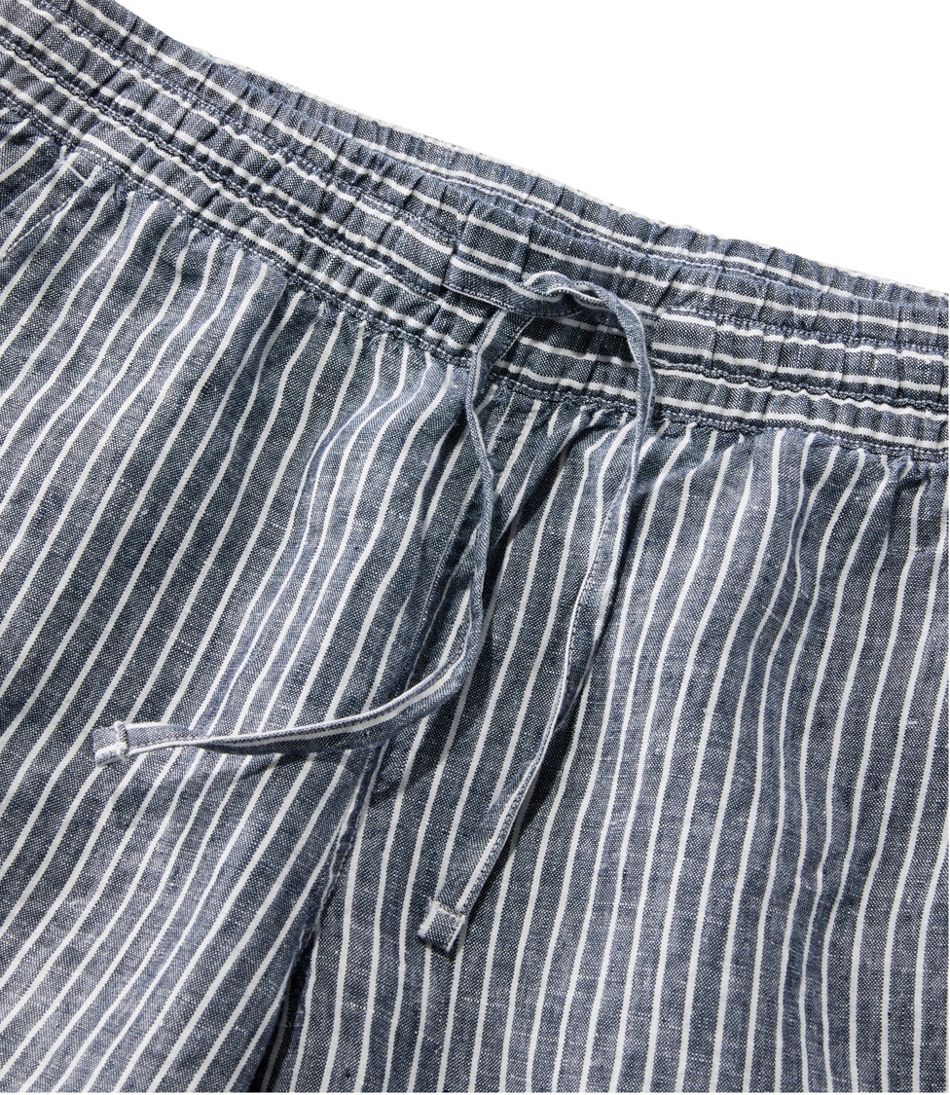 Women's Premium Linen Pull-On Ankle Pants, Mid-Rise Tapered-Leg Stripe L.L.Bean Featured