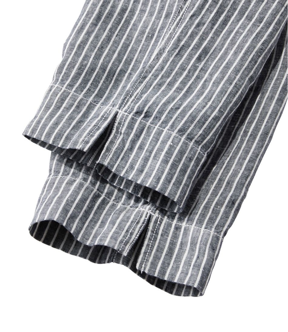 Women's Premium Linen Pull-On Ankle Pants, Mid-Rise Tapered-Leg Stripe L.L.Bean Featured