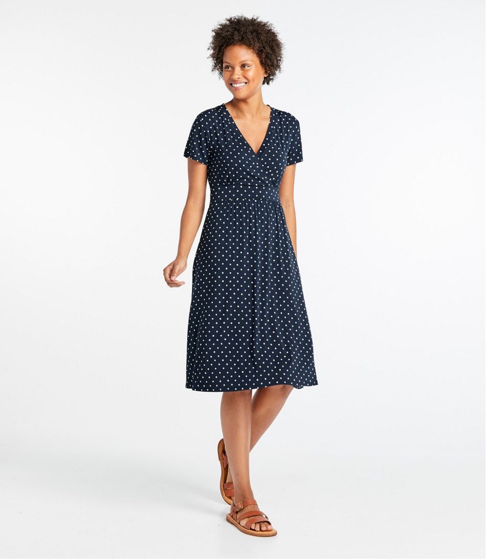 Women's Summer Knit Dress, Short-Sleeve Print L.L.Bean New