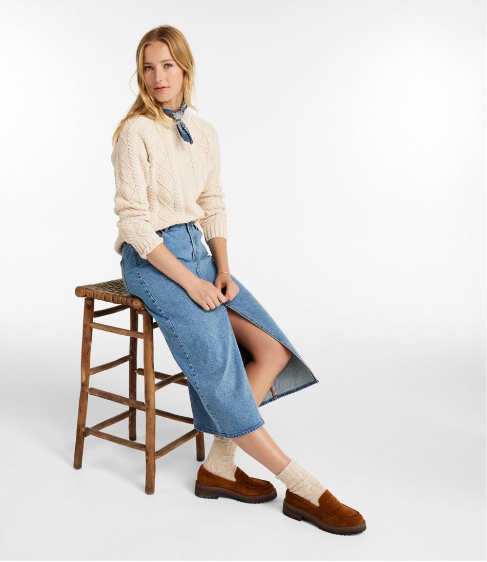 Women's Signature Heritage Denim Midi Skirt L.L.Bean Top Pick