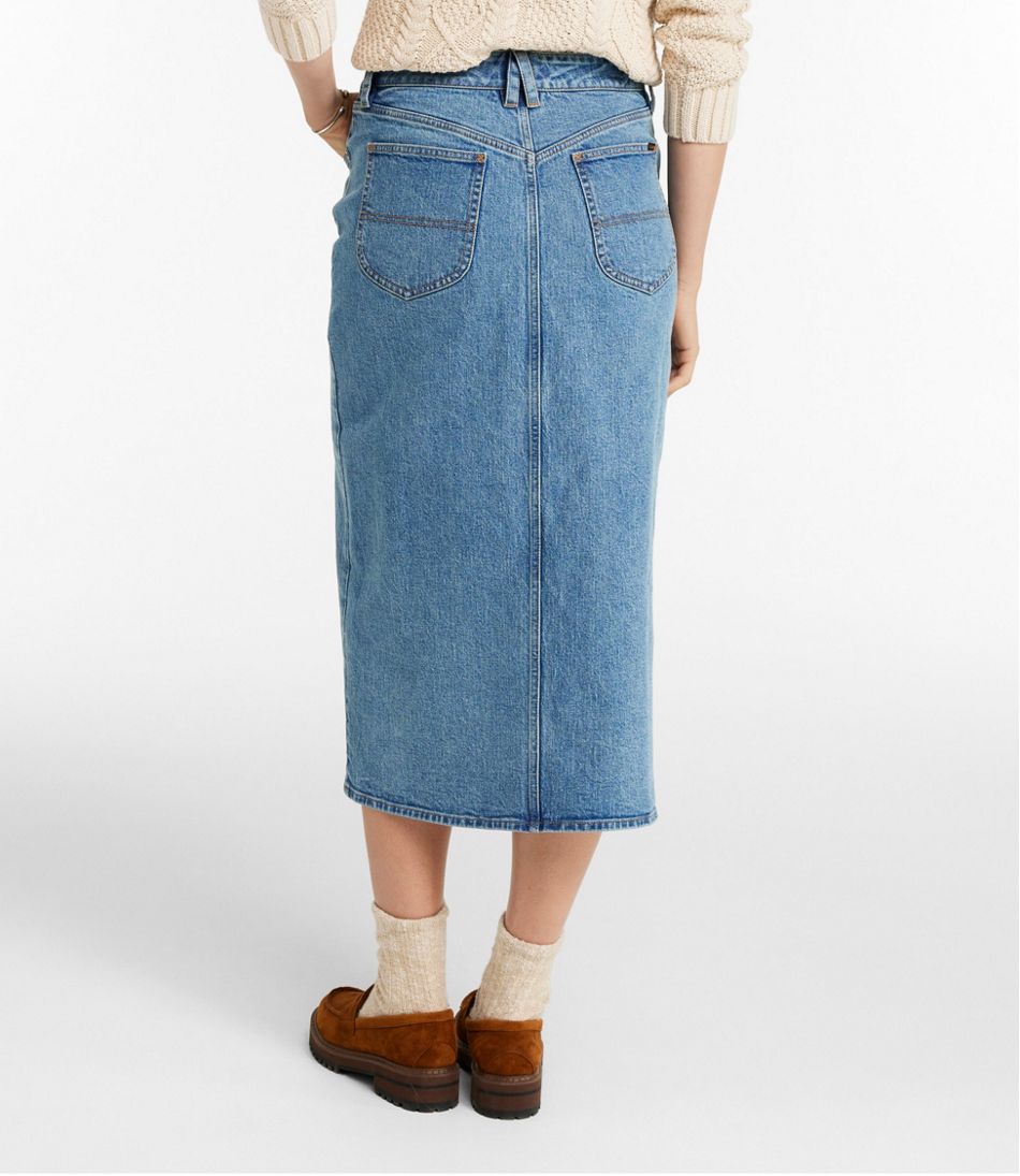 Women's Signature Heritage Denim Midi Skirt L.L.Bean Top Pick