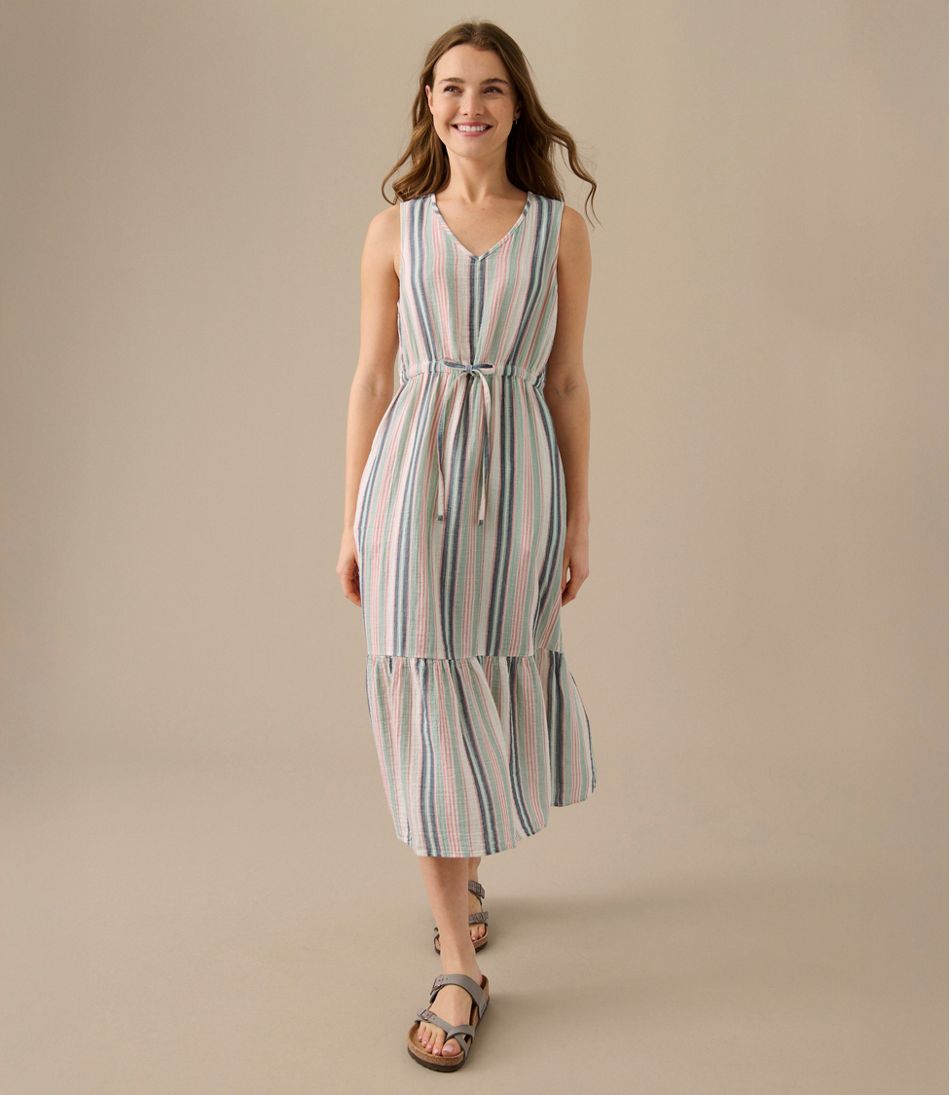 Women's Cloud Gauze Midi Dress, Stripe L.L.Bean Popular