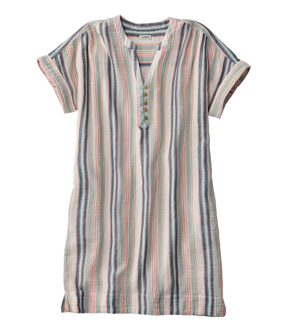 Women's Cloud Gauze Short-Sleeve Shift Dress, Stripe L.L.Bean Best Seller